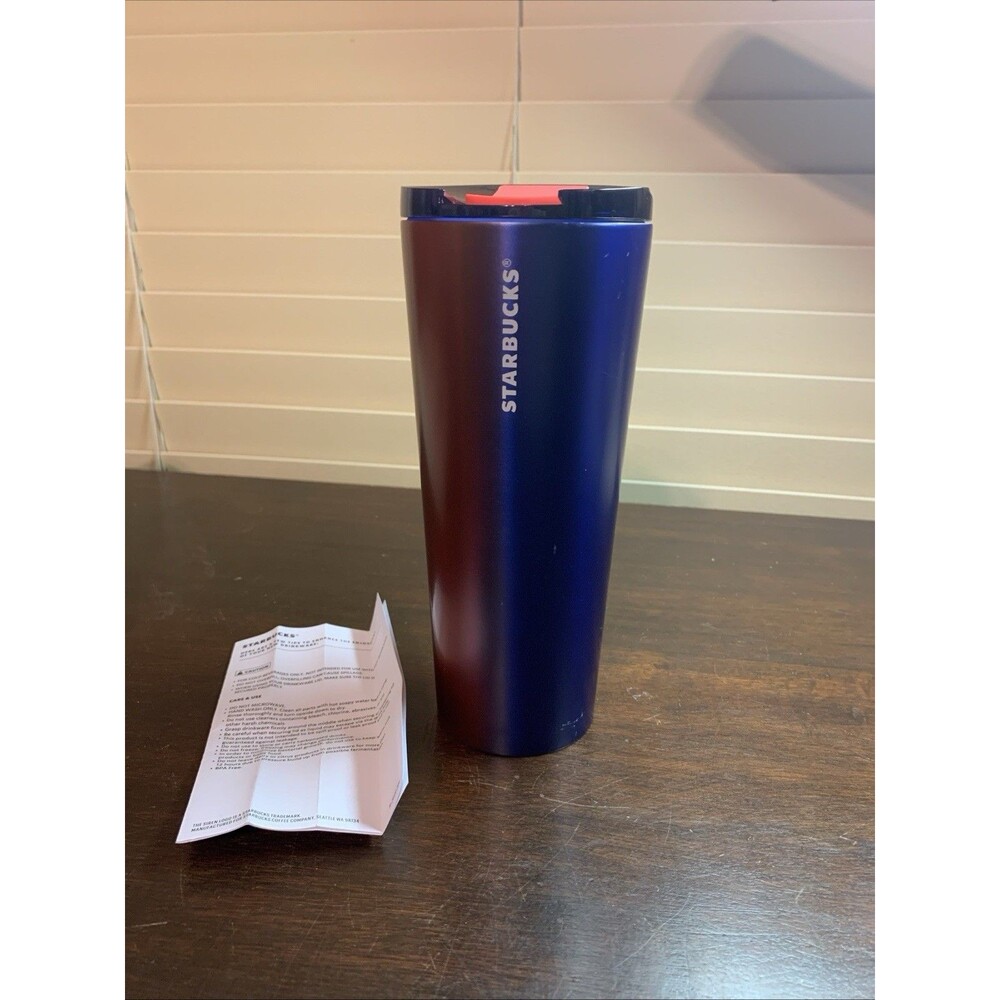 Starbucks 2022 Stainless Steel Travel Tumbler Cold Brew 16oz Blue/Red with Lid
